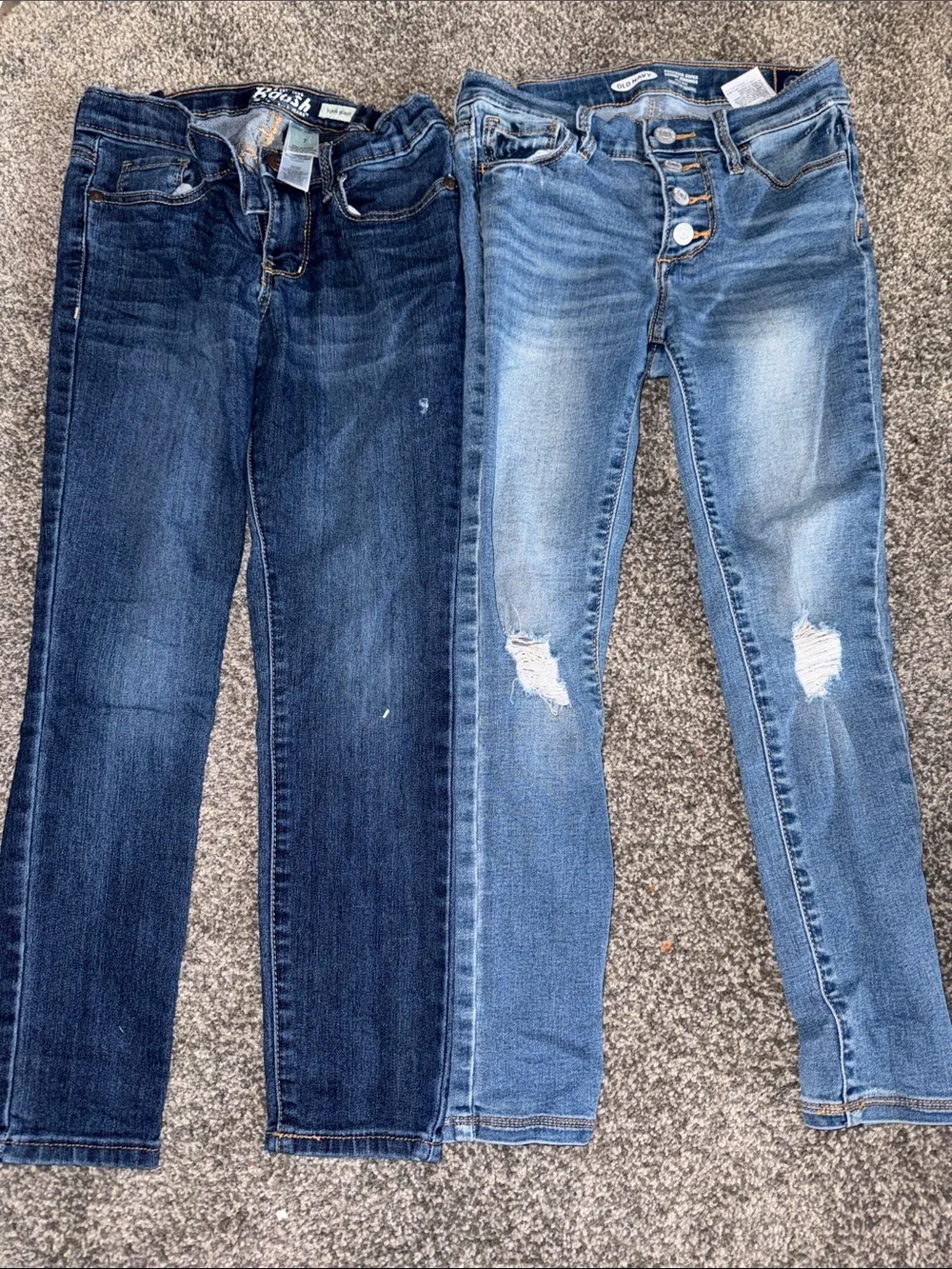 Kids Skinny Jeans Duo — Dark Blue & Light Blue Stretch Denim